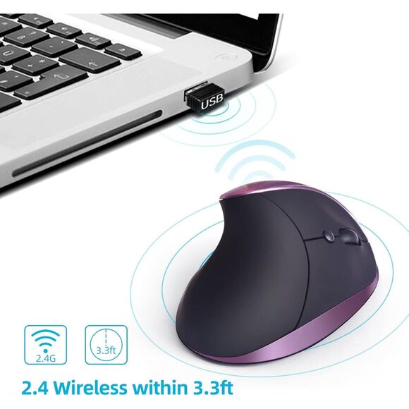 Woddlffy Ergonomic Mouse Wireless,Rechargeable Vertical Mouse Right Handed mouse - Picture 5 of 6